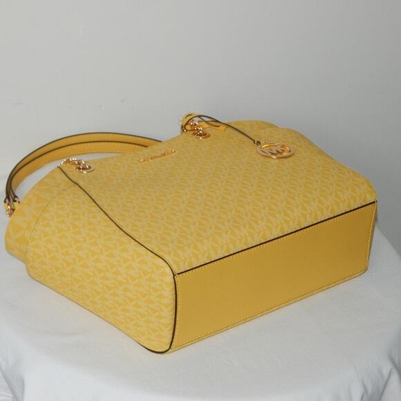 MICHAEL KORS Jet Set Travel Daisy Yellow Monogram LG Chain Shoulder Tote Bag NWT - Picture 10 of 13